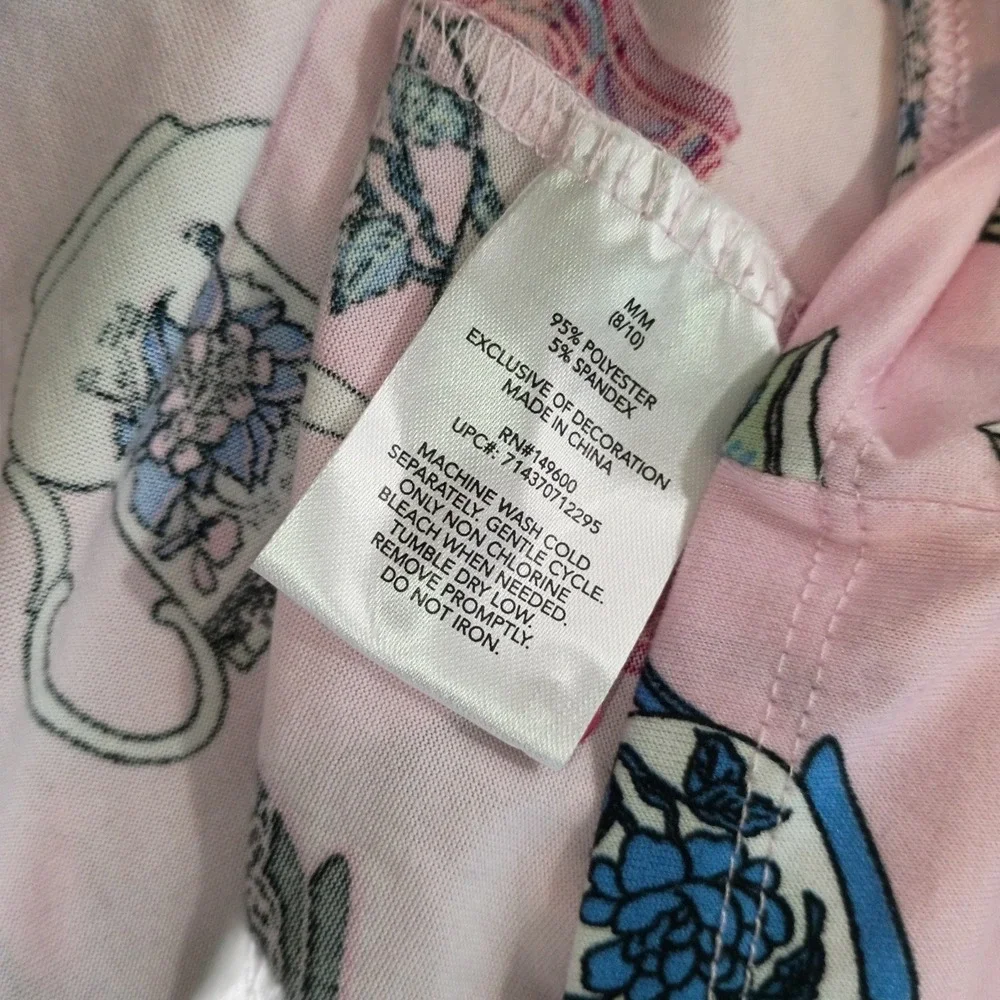 Flora Nikrooz Pink Tea Time Teacup Print Pajama Top Long‎ Sleeve Button Down M